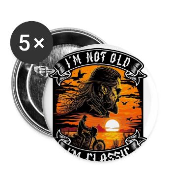 I m not old I m classic Motorrad biker - Buttons groß 56 mm (5er Pack) - Weiß - Vorne