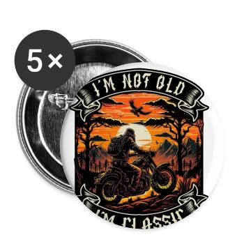 I m not old I m classic Motorrad biker - Buttons groß 56 mm (5er Pack) - Weiß - Vorne