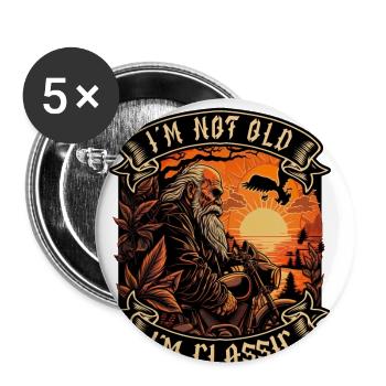 I m not old I m classic Motorrad biker - Buttons groß 56 mm (5er Pack) - Weiß - Vorne