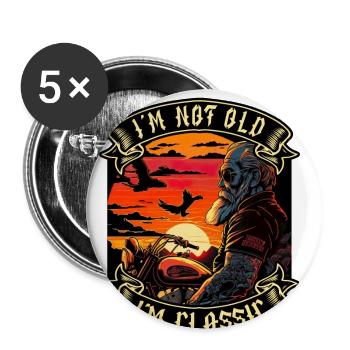 I m not old I m classic Motorrad biker - Buttons groß 56 mm (5er Pack) - Weiß - Vorne