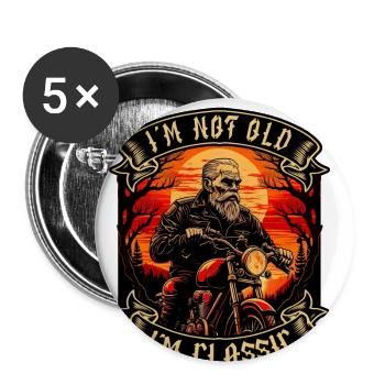 I m not old I m classic Motorrad biker - Buttons groß 56 mm (5er Pack) - Weiß - Vorne
