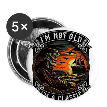 I m not old I m a classic Bootsliebhaber - Buttons groß 56 mm (5er Pack) - Weiß - Vorne