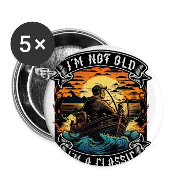 I m not old I m a classic Bootsliebhaber - Buttons groß 56 mm (5er Pack) - Weiß - Vorne