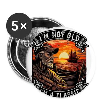 I m not old I m a classic Bootsliebhaber - Buttons groß 56 mm (5er Pack) - Weiß - Vorne
