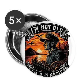 Je ne suis pas vieux Je suis un amoureux des bateaux classiques - Lot de 5 grands badges (56 mm) - blanc - Devant