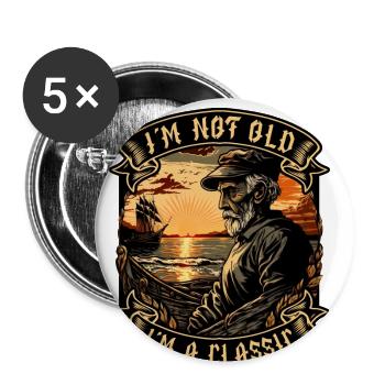 Je ne suis pas vieux Je suis un amoureux des bateaux classiques - Lot de 5 grands badges (56 mm) - blanc - Devant