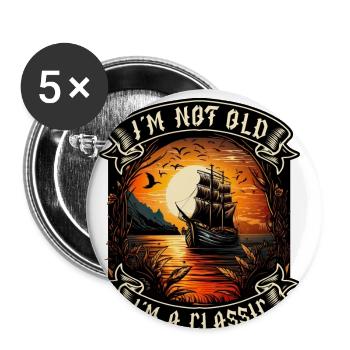 I m not old I m a classic Bootsliebhaber - Buttons groß 56 mm (5er Pack) - Weiß - Vorne