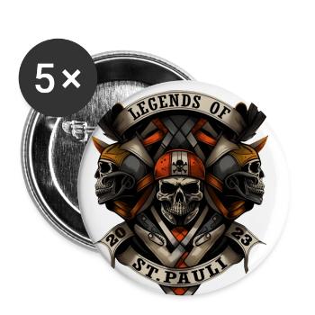 Hamburg Legends of St. Pauli 2023 Biker - Buttons groß 56 mm (5er Pack) - Weiß - Vorne