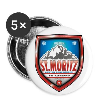 St. Moritz Suisse - Lot de 5 grands badges (56 mm) - blanc - Devant