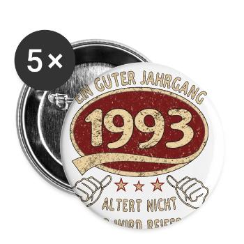 30. Geburtstag 1993 Guter Jahrgang - Buttons groß 56 mm (5er Pack) - Weiß - Vorne