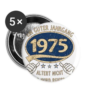 48. Geburtstag 1975 Guter Jahrgang - Buttons groß 56 mm (5er Pack) - Weiß - Vorne
