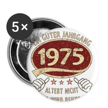 48. Geburtstag 1975 Guter Jahrgang - Buttons groß 56 mm (5er Pack) - Weiß - Vorne