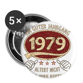 44. Geburtstag 1979 Guter Jahrgang - Buttons groß 56 mm (5er Pack) - Weiß - Vorne