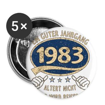 40. Geburtstag 1983 Guter Jahrgang - Buttons groß 56 mm (5er Pack) - Weiß - Vorne