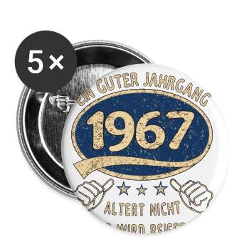 56. Geburtstag 1967 Guter Jahrgang - Buttons groß 56 mm (5er Pack) - Weiß - Vorne