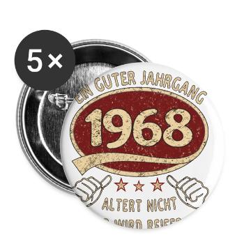 55. Geburtstag 1968 Guter Jahrgang - Buttons groß 56 mm (5er Pack) - Weiß - Vorne