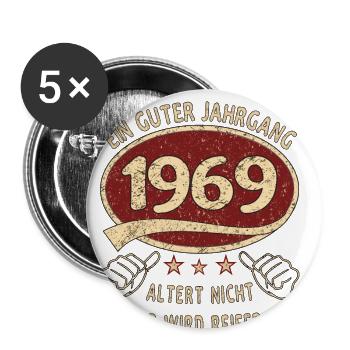 54. Geburtstag 1969 Guter Jahrgang - Buttons groß 56 mm (5er Pack) - Weiß - Vorne