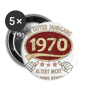 53. Geburtstag 1970 Guter Jahrgang - Buttons groß 56 mm (5er Pack) - Weiß - Vorne