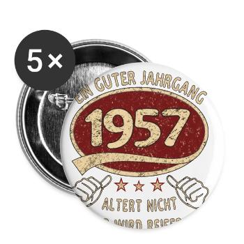 66. Geburtstag 1957 Guter Jahrgang - Buttons groß 56 mm (5er Pack) - Weiß - Vorne