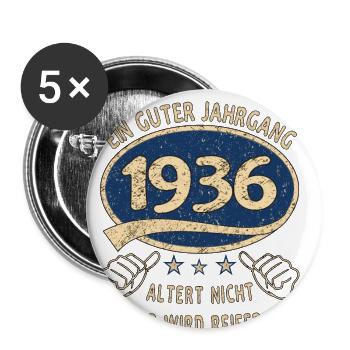 87. Geburtstag 1936 Guter Jahrgang - Buttons groß 56 mm (5er Pack) - Weiß - Vorne