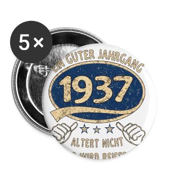 86. Geburtstag 1937 Guter Jahrgang - Buttons groß 56 mm (5er Pack) - Weiß - Vorne