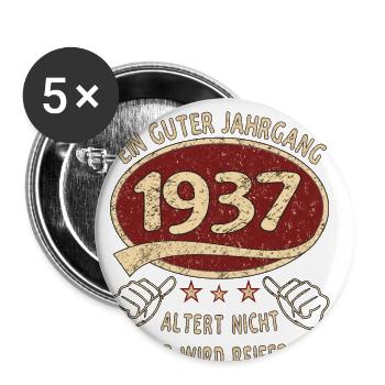 86. Geburtstag 1937 Guter Jahrgang - Buttons groß 56 mm (5er Pack) - Weiß - Vorne