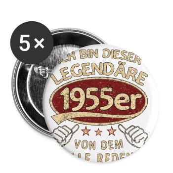 68. Geburtstag 1955 68 er Geburtstag - Buttons groß 56 mm (5er Pack) - Weiß - Vorne