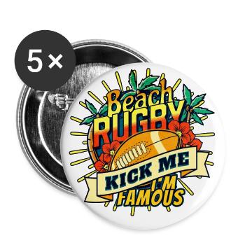 BEACH RUGBY - KICK ME - Lot de 5 grands badges (56 mm) - blanc - Devant