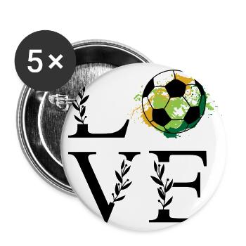 Fußball Mädchen LOVE Herzschlag Fußballerin - Buttons groß 56 mm (5er Pack) - Weiß - Vorne