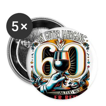 60. Geburtstag Mann Ein Guter Jahrgang - Buttons groß 56 mm (5er Pack) - Weiß - Vorne