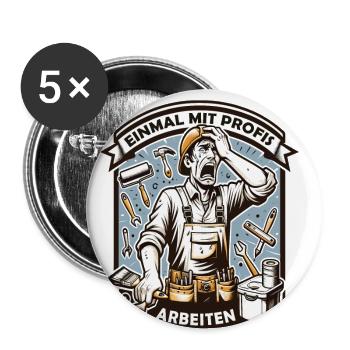 Travailler avec des professionnels, drôle de maître peintre - Lot de 5 grands badges (56 mm) - blanc - Devant