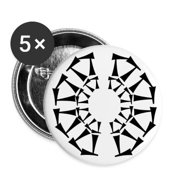 Conception tri-circulaire - Lot de 5 grands badges (56 mm) - blanc - Devant