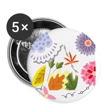 Flowers Fantasy - Buttons large 2.2''/56 mm (5-pack) - white - Front