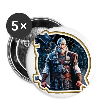Odin, Vater aller - Buttons groß 56 mm (5er Pack) - Weiß - Vorne