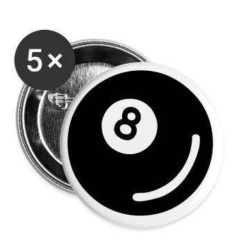Billardkugel 01 - Buttons groß 56 mm (5er Pack) - Weiß - Vorne