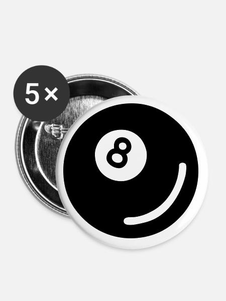 Billardkugel 01 - Buttons groß 56 mm (5er Pack) - Weiß