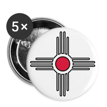 Zia Soleil, natifs américains, symbole spirituel - Lot de 5 grands badges (56 mm) - blanc - Devant