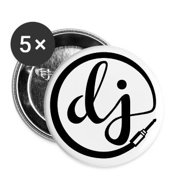 dj - Lot de 5 grands badges (56 mm) - blanc - Devant