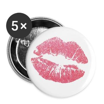 Kiss Mouth Lips Kiss Kiss gift idea glitter - Buttons large 2.2''/56 mm (5-pack) - white - Front