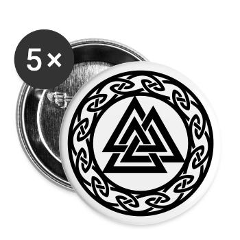 Valknut, Wotans Knot, celtic endless knot - Buttons large 2.2''/56 mm (5-pack) - white - Front