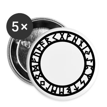 Rune Circle, Magical, Symbol, Futhark, Old Norse, - Buttons large 2.2''/56 mm (5-pack) - white - Front