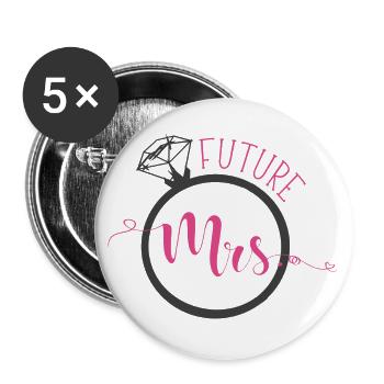 Bride, engagement, hen party, marriage - Buttons large 2.2''/56 mm (5-pack) - white - Front