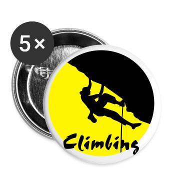 Escalade, climbing, climber - Lot de 5 grands badges (56 mm) - blanc - Devant