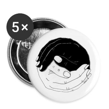 Mains entrelacées - Lot de 5 grands badges (56 mm) - blanc - Devant