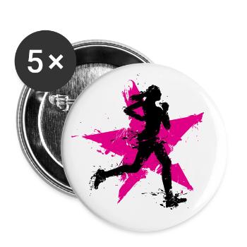 runner female with star - Buttons large 2.2''/56 mm (5-pack) - white - Front