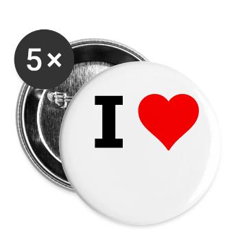I Love ( text can be inserted as desired) I love - Buttons large 2.2''/56 mm (5-pack) - white - Front