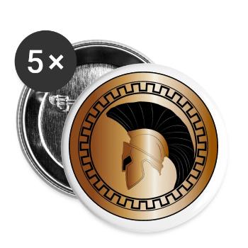 elmo greco e scudo, troiano, oro - Lot de 5 grands badges (56 mm) - blanc - Devant
