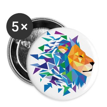 Löwe ("Wild" -Sammlung) - Buttons groß 56 mm (5er Pack) - Weiß - Vorne