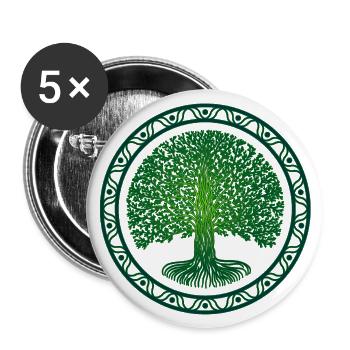 Yggdrasil - Baum des Lebens - Buttons groß 56 mm (5er Pack) - Weiß - Vorne