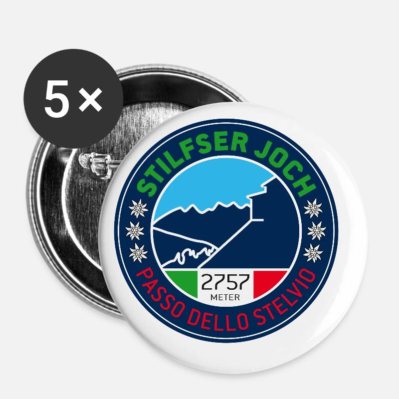 Passo dello Stelvio 2 - Confezione da 5 spille grandi (56 mm) - bianco